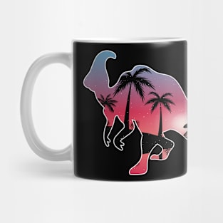 Dinosaurs Beautiful Sunset Beach Palm Tree Mug